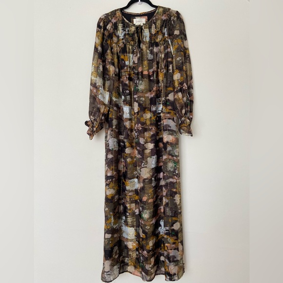 Anthropologie Blair Shimmer Maxi Dress size Small Multicoloured Long Sleeve - Picture 4 of 11